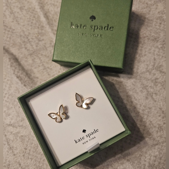 kate spade Jewelry - Kate Spade New York All A Flutter Mother of Pearl Gold Tone Butterfly Earrings